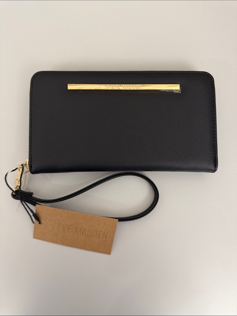 Steve Madden Black Wristlet Clutch with Gold Accent
